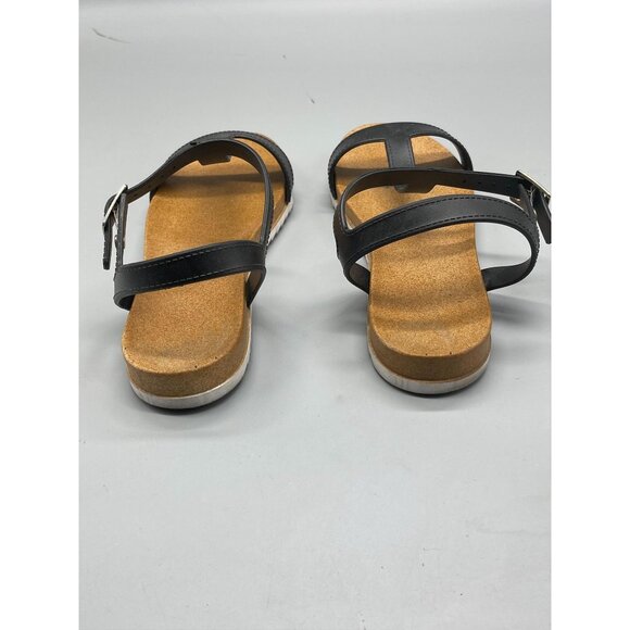 black sandals open toe ankle buckle bendable comfort medium 7/8 READ - Picture 6 of 7